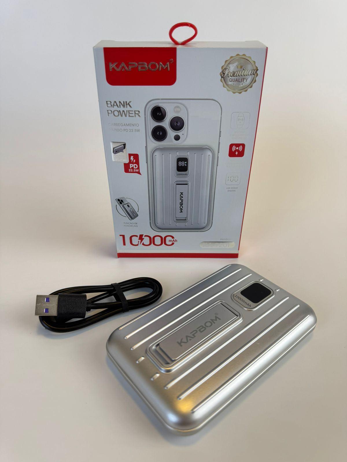 POWER BANK MAGNÉTICO 10.000MAH PD 22.5W COM SUPORTE INTEGRADO